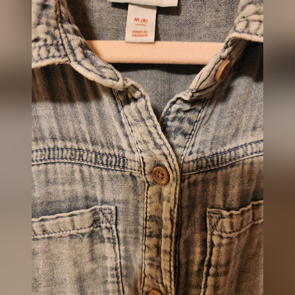 Cat&Jack Lightweight Blue Denim Short Sleeve Jumpsuit, Elastic Waist, Size8, NWT - Picture 6 of 7